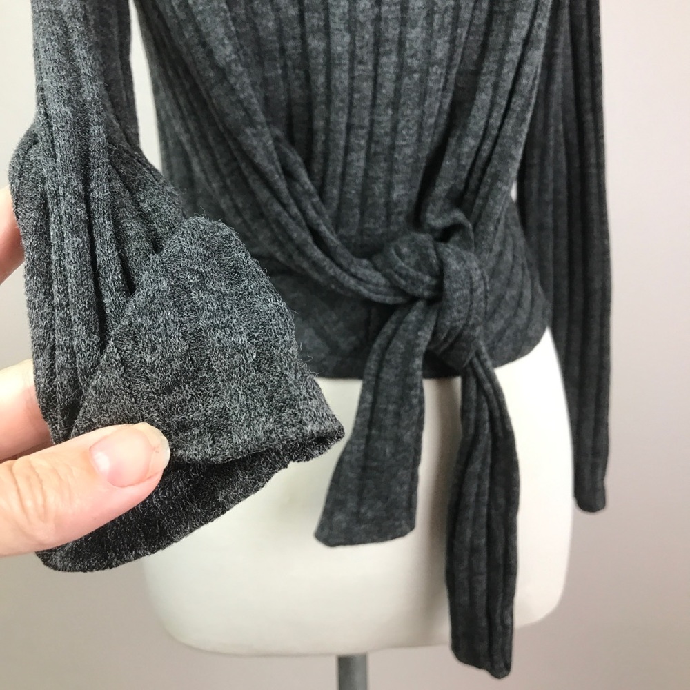 LULUs Your Sweet Love Charcoal Ribbed TieFront Top - Picture 9 of 12